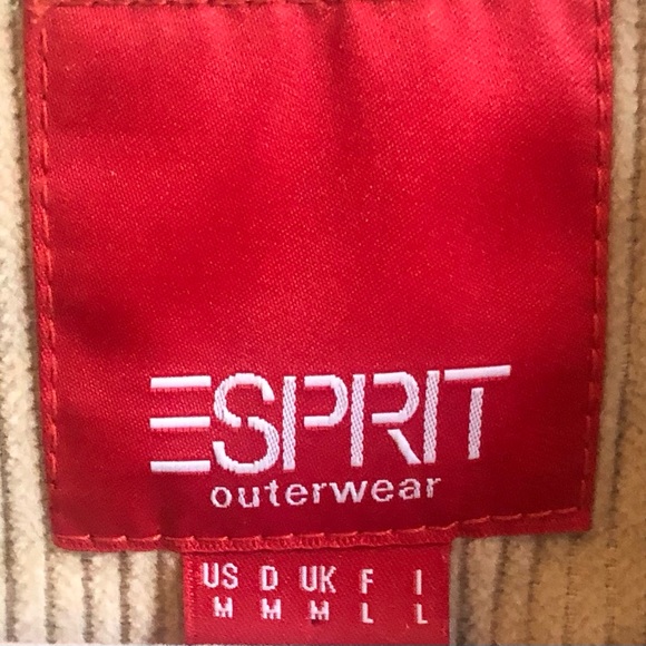 Esprit Camel Wide Wale  Corduroy Jacket with Faux Furry Trim. EUC! Women’s Med. - Picture 4 of 16